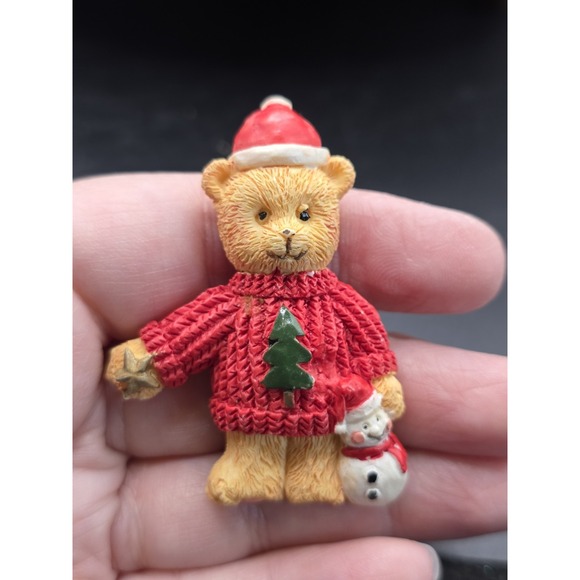 Jewelry - Cute Christmas Holiday Resin Bear Sweater Snowman Tree Brooch Vintage